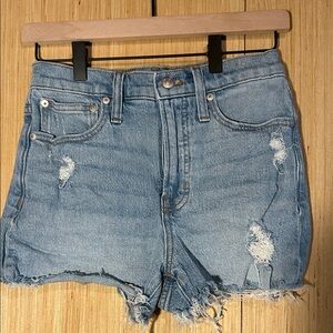 Madewell Light Blue Distressed Denim Cutoff Shorts